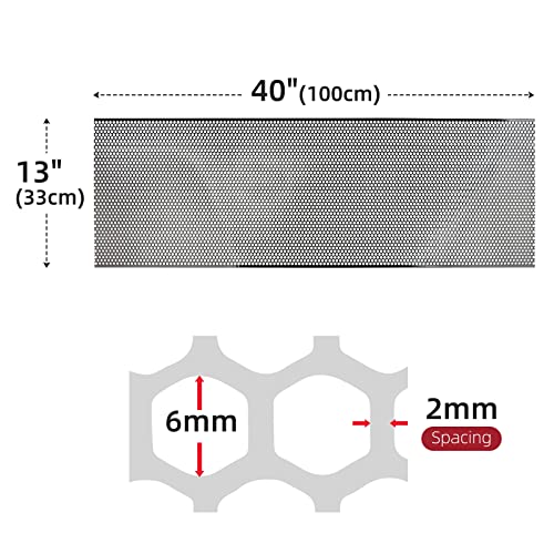 AggAuto Universal 40"x13" Car Grill Mesh - Aluminum Alloy Automotive Grille Insert Bumper Honeycomb Hole 6mm Spacing 2mm, One of the Most Multifunctional Shape Grids 100x33cm Black - Image 3