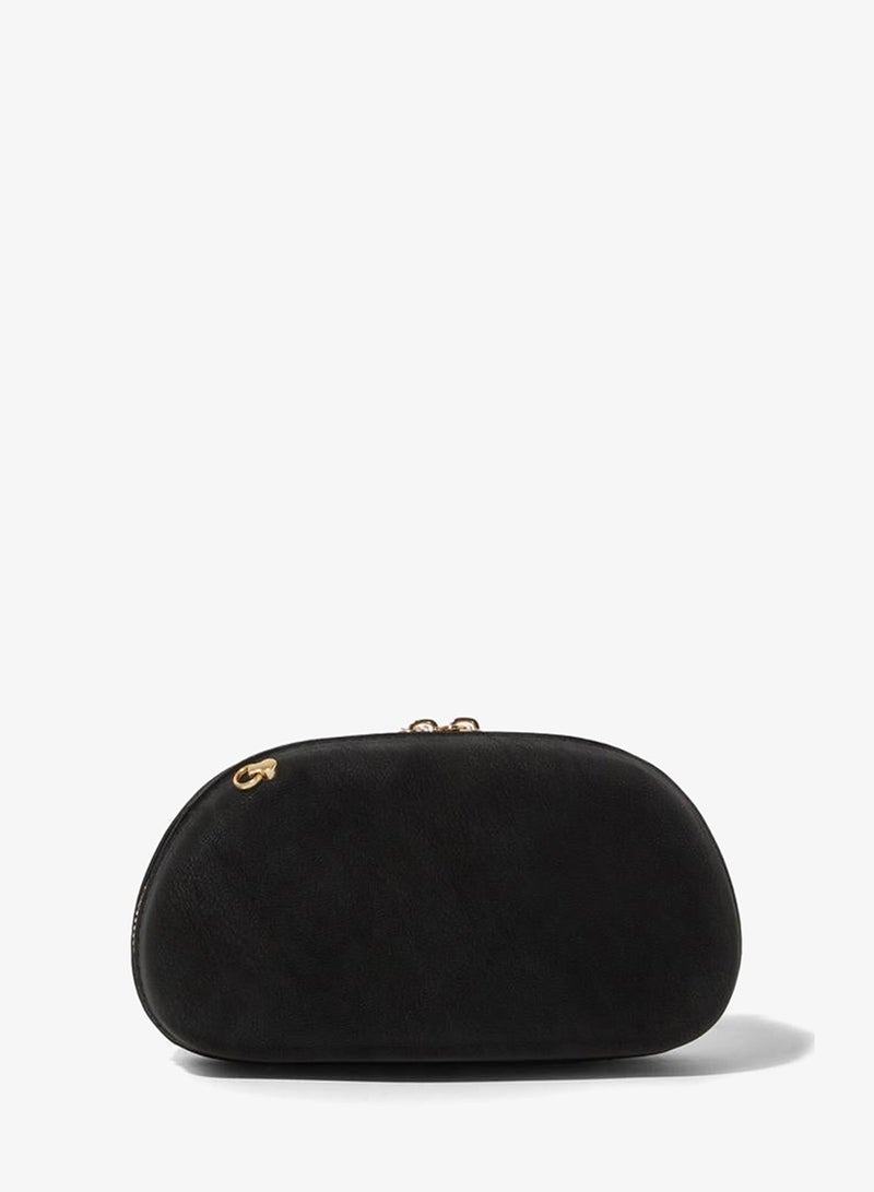 Styli Black Zip-Closure Acrylic Clutch With Gold Tone Accent - Image 2