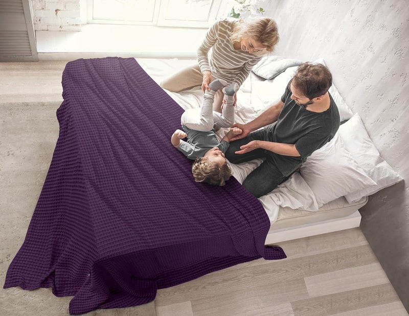 Utopia Bedding Cotton Waffle Blanket 300 GSM (Plum - 90x108 Inches) Soft Lightweight Breathable Bed Blanket King Size Layering Any Bed for All Season - Image 4