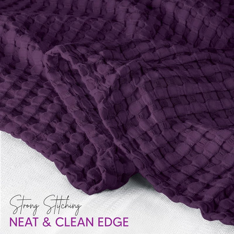 Utopia Bedding Cotton Waffle Blanket 300 GSM (Plum - 90x108 Inches) Soft Lightweight Breathable Bed Blanket King Size Layering Any Bed for All Season - Image 5
