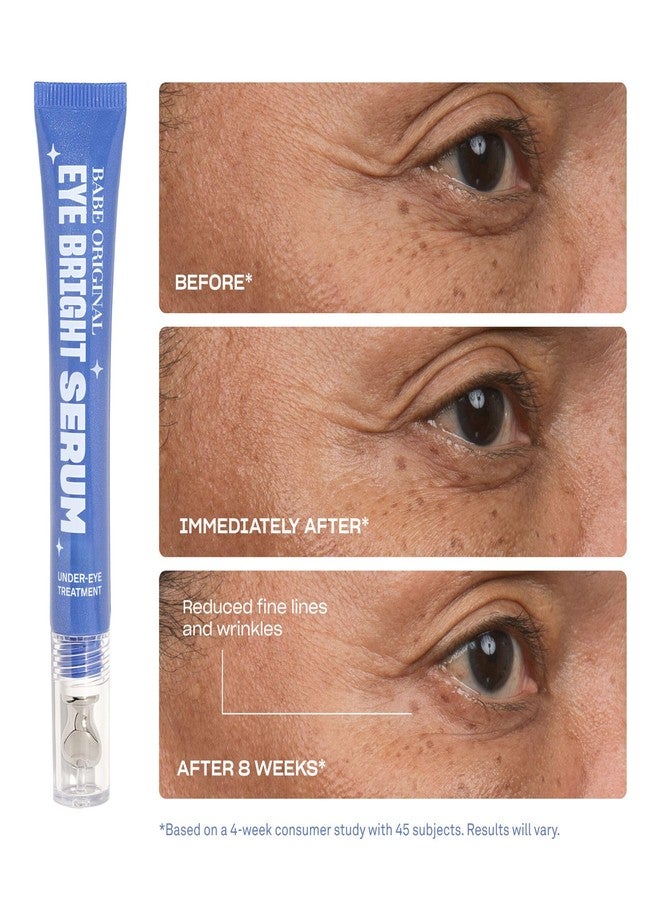 BABE ORIGINAL Eye Bright Under Eye Serum, Eye Serum for Dark Circles & Puffiness, Brightening & Hydrating Eye Treatment for Fine Lines, Peptides, Bakuchiol & Niacinamide, Cooling Metal Applicator - Image 2