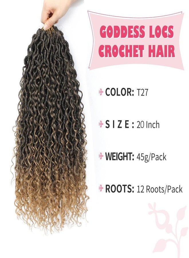Alicoco Goddess Locs Crochet Hair 20 Inch 8 Packs Faux Locs Crochet Hair For Women Boho Soft Locs Pre-looped River Crochet Locs With Curly Ends (20 Inch (Pack of 8), T27) - Image 2