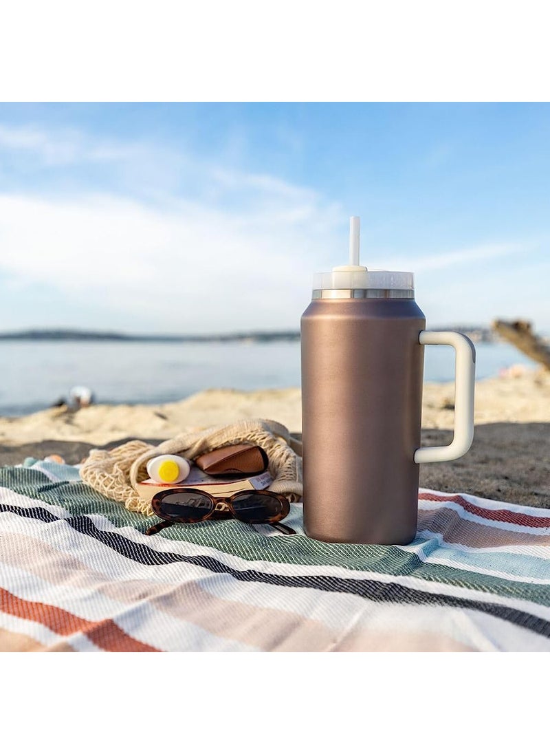 Generic - 64oz Insulated Stainless Steel Mug with Handle Rose Gold - Image 1