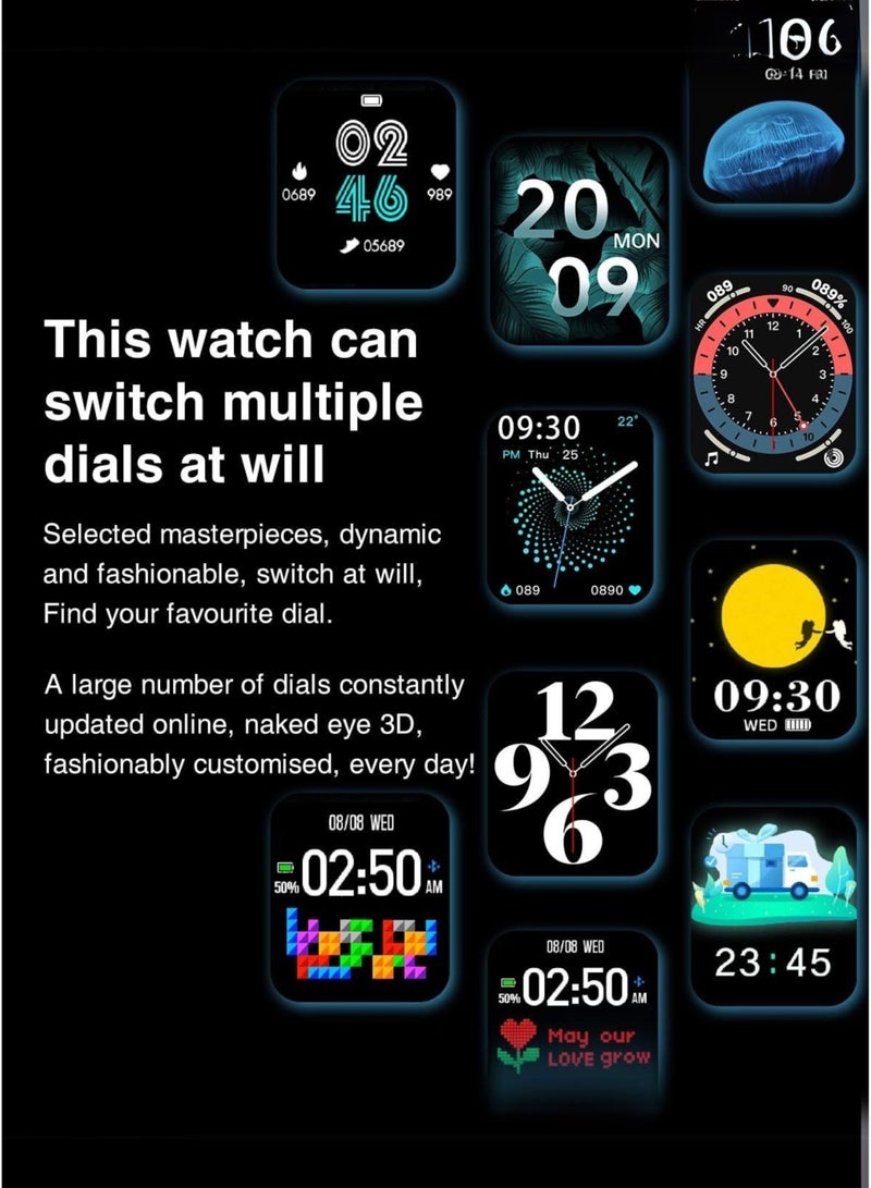 Wisme WS-X11 Series 11 Smart Watch with 7 Interchangeable Straps, 2.2 Inch HD Full Touch Display, Bluetooth Calling, Heart Rate & Blood Oxygen Monitor, Sleep Tracking, 100+ Sports Modes, AI Voice Assistant, IP67 Waterproof, Music & Camera Control, Smartwatch for Android & iPhone - Black - Image 4
