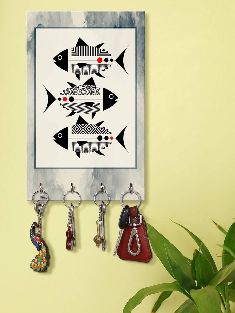 999STORE Key Chain Holders for Wall Holder Wall Mount Hanger Organizer Fish Key Stand for Wall (MDF_7.5X12 Inch_Multi) KeyholderP092 - Image 1
