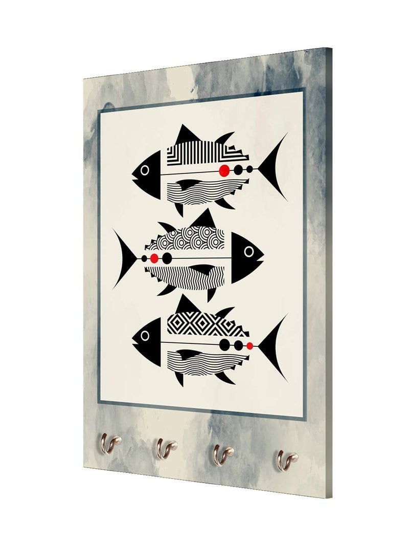 999STORE Key Chain Holders for Wall Holder Wall Mount Hanger Organizer Fish Key Stand for Wall (MDF_7.5X12 Inch_Multi) KeyholderP092 - Image 3