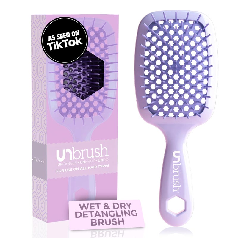 UNbrush FHI Heat UNbrush Detangling Brush for Pain-Free Brushing on All Wet or Dry Hair Types â€” Durable DuoFlex Anti-Static Bristles, Lightweight Handle, Vented Hair Brush, Lilac Light Purple - Image 1