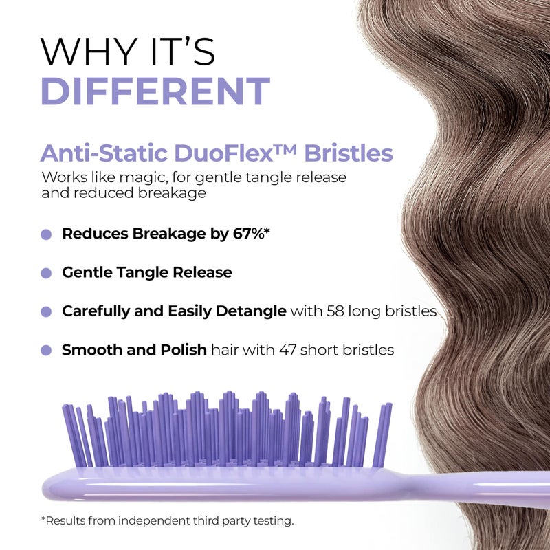 UNbrush FHI Heat UNbrush Detangling Brush for Pain-Free Brushing on All Wet or Dry Hair Types â€” Durable DuoFlex Anti-Static Bristles, Lightweight Handle, Vented Hair Brush, Lilac Light Purple - Image 2