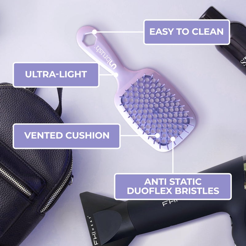 UNbrush FHI Heat UNbrush Detangling Brush for Pain-Free Brushing on All Wet or Dry Hair Types â€” Durable DuoFlex Anti-Static Bristles, Lightweight Handle, Vented Hair Brush, Lilac Light Purple - Image 5