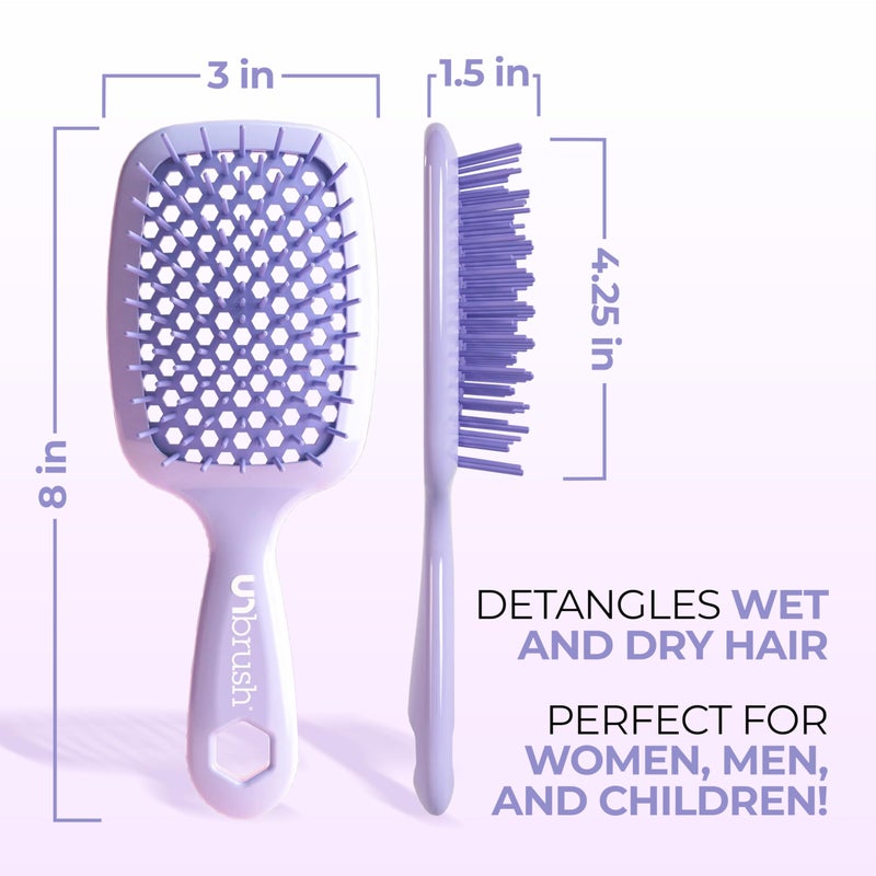 UNbrush FHI Heat UNbrush Detangling Brush for Pain-Free Brushing on All Wet or Dry Hair Types â€” Durable DuoFlex Anti-Static Bristles, Lightweight Handle, Vented Hair Brush, Lilac Light Purple - Image 4