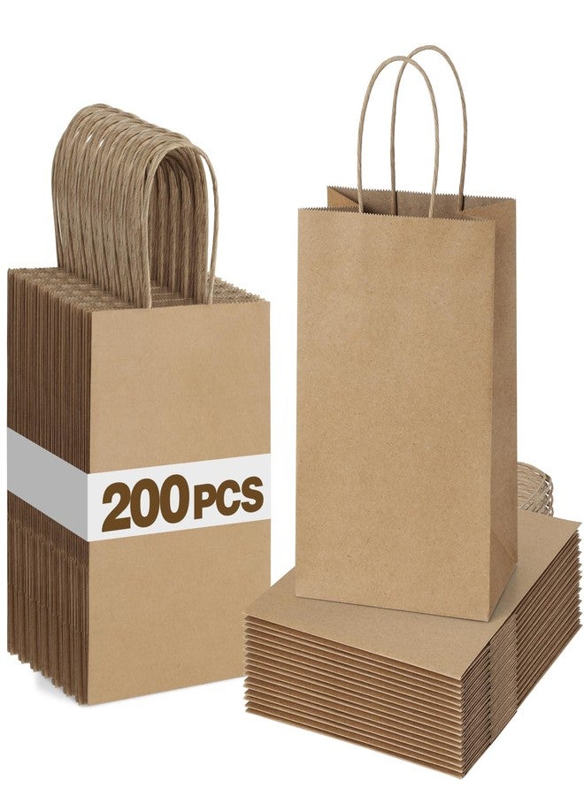 BagDream 200Pcs Gift Bags 5.25x3x8 Kraft Brown Paper Gift Bags with Handles Bulk, Small Paper Sacks for Birthday Wedding Party Favors, Wholesale Retail Merchandise Small Business - Image 1
