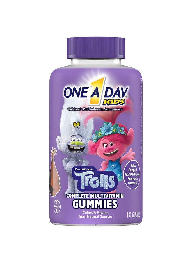 ONE A DAY - One A Day Kids Trolls Multivitamin Gummy, Kids Vitamins with Vitamins A, B6, B12, C, D, E, Zinc, Folic Acid and Biotin (Packaging May Vary), Trolls, 180 Count - Image 1