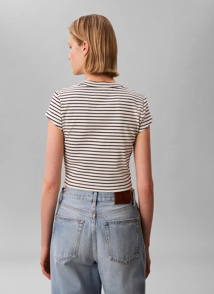 Calvin Klein Jeans Casual Striped Monologo Baby Rib T-Shirt