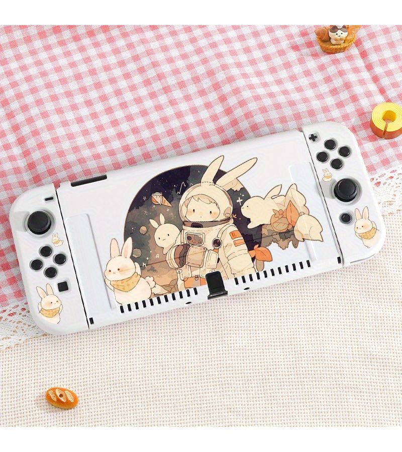 غطاء واقي من TPU الرفيع جداً باللون الوردي لجهاز Switch NS OLED، حماية كاملة خفيفة الوزن، إكسسوار ألعاب محمول. - Image 1