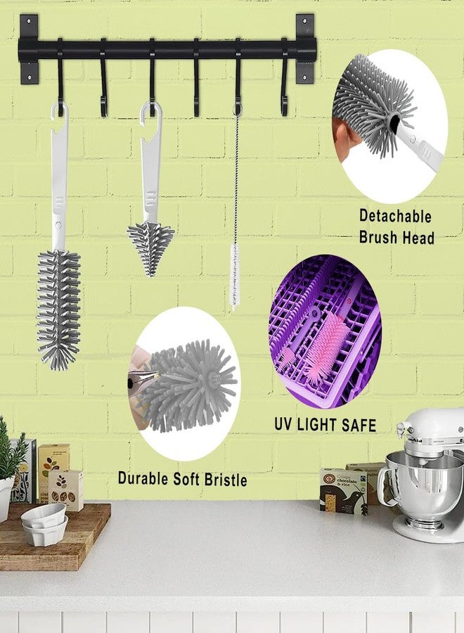 Tony Stark 6-in-1 Baby Bottle Cleaning Brush Set - Includes Silicone Bottle Brush, Nipple Cleaner, Straw Brush, Soap Dispenser, Storage Box, Bottle Drying Rack | Silicone Bristles (Plain Box - White) - Image 5