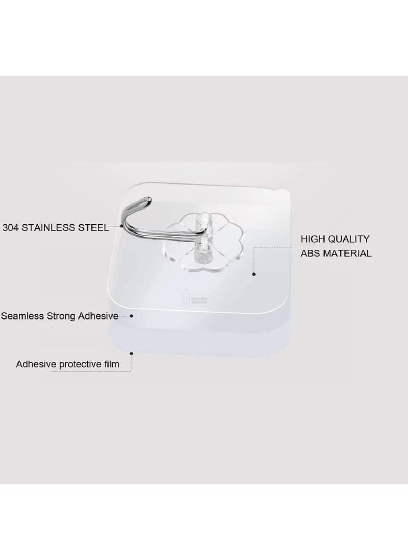 On Blow On Blow PVC Adhesive Transparent Flower Wall Hooks with Stainless Steel Hooks Pack of 15  - Image 3