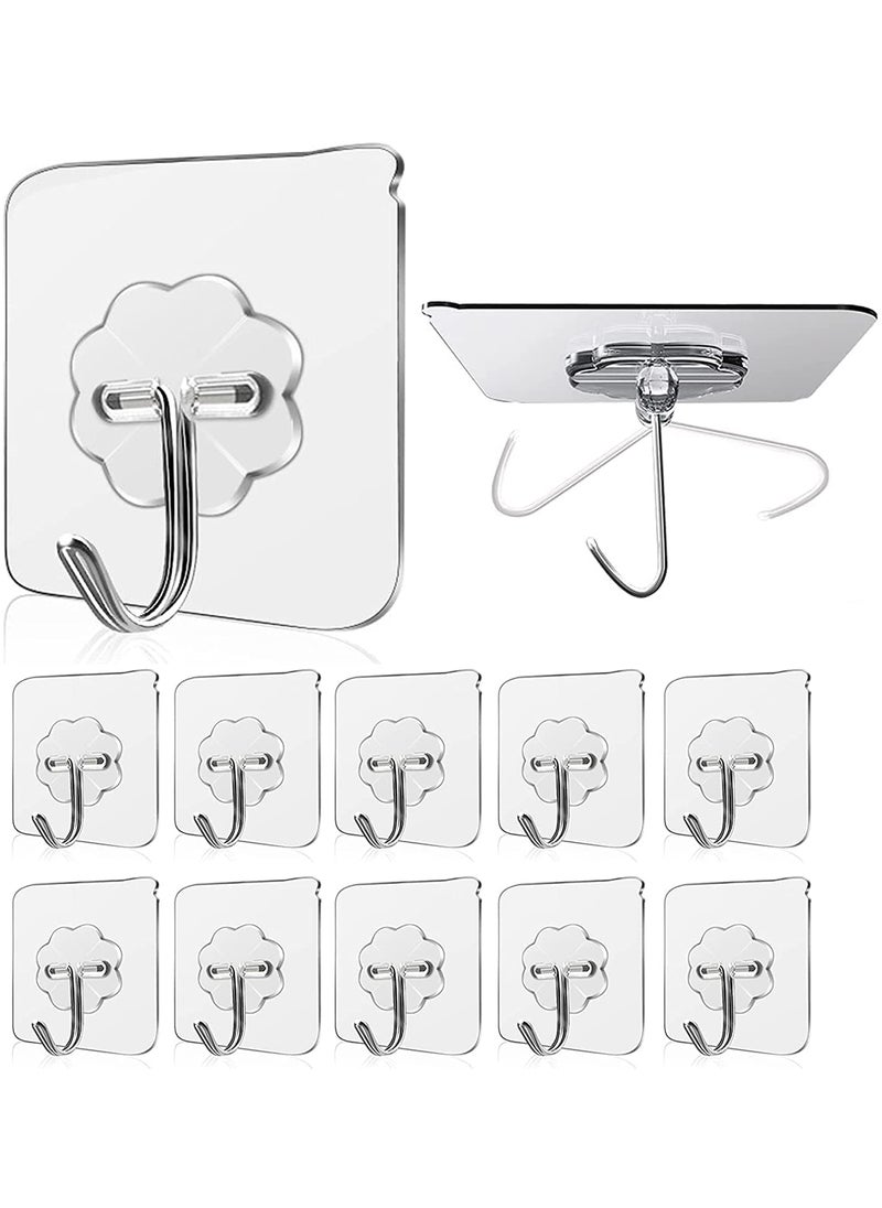On Blow On Blow PVC Adhesive Transparent Flower Wall Hooks with Stainless Steel Hooks Pack of 15  - Image 2