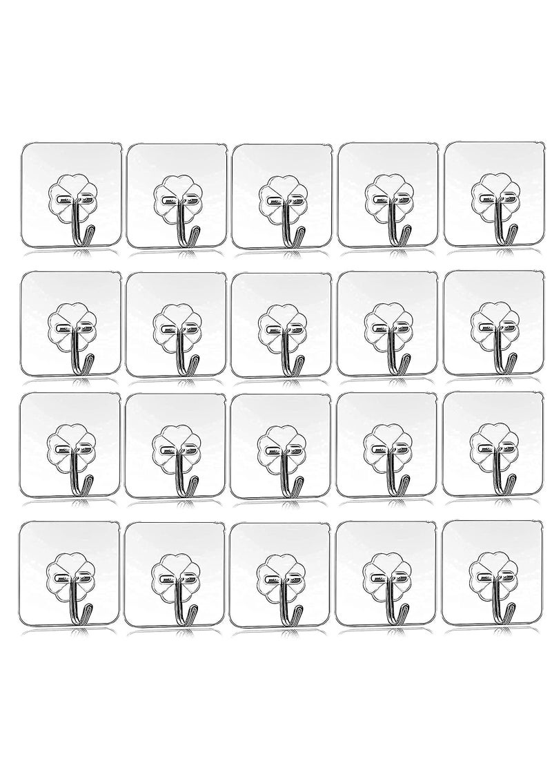 On Blow On Blow PVC Adhesive Transparent Flower Wall Hooks with Stainless Steel Hooks Pack of 15  - Image 1