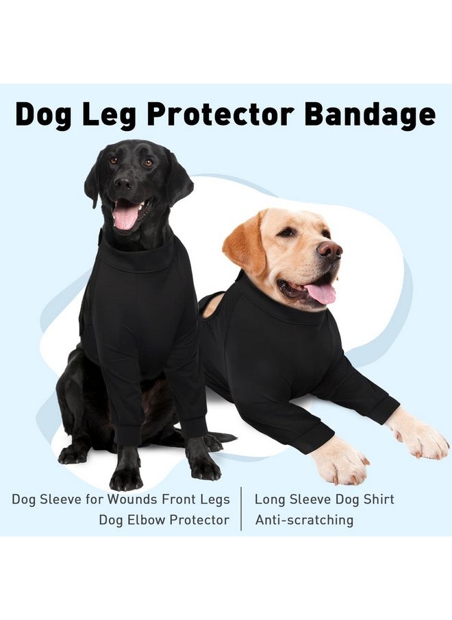 ROZKITCH - ROZKITCH Dog Surgery Recovery Sleeve Front Legs, Pet Anti Licking Wound Elbow Brace Elbow Protector, Dog Recovery Suit Cone Collar Alternative for Joint Care ACL CCL Arthritis Sprain Black XL - Image 1