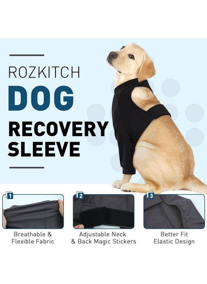 ROZKITCH - ROZKITCH Dog Surgery Recovery Sleeve Front Legs, Pet Anti Licking Wound Elbow Brace Elbow Protector, Dog Recovery Suit Cone Collar Alternative for Joint Care ACL CCL Arthritis Sprain Black XL - Image 1