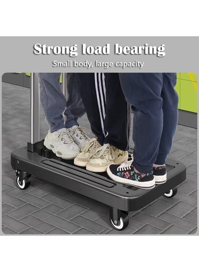Portable Hand Truck, Lightweight Folding Platform Trolley with Telescoping Handle and 360 Degree Mute Wheels, Heavy Duty Hand Cart for Loading, Moving, Shopping, Home, Warehouse, Outdoor, 8587 (Grey) - Image 5