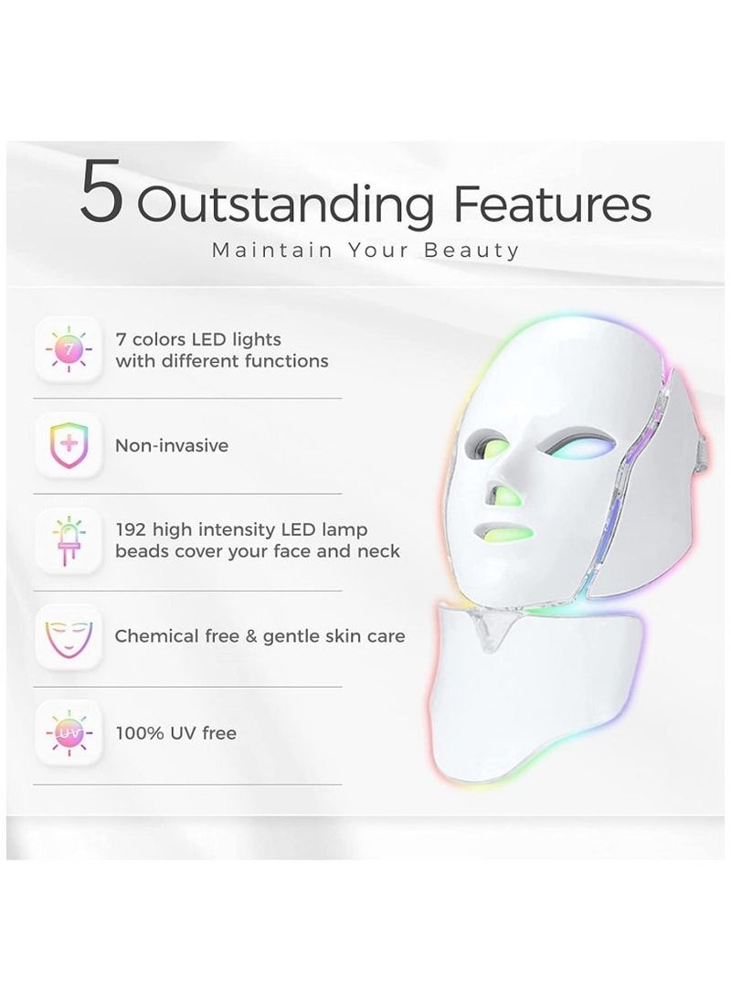 Ru syanl LED Face Mask Light Therapy 7 Color Led Light Therapy Facial Mask Blue Red Light Therapy for Face Acne Reduction Skin Care Mask  - Image 2