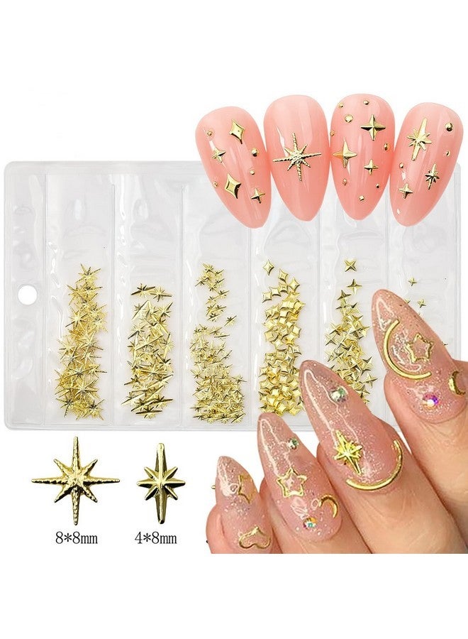 KRTBKR 400Pcs Star Nail Charms For Nails Art 3D Gold Silver Star Nail Charms Metallic Studs Rhinestones Star Nail Jewelry Decorations Manicure Kit Nails Art Supplies Accessories For Women Girls Acrylic Nails - Image 4