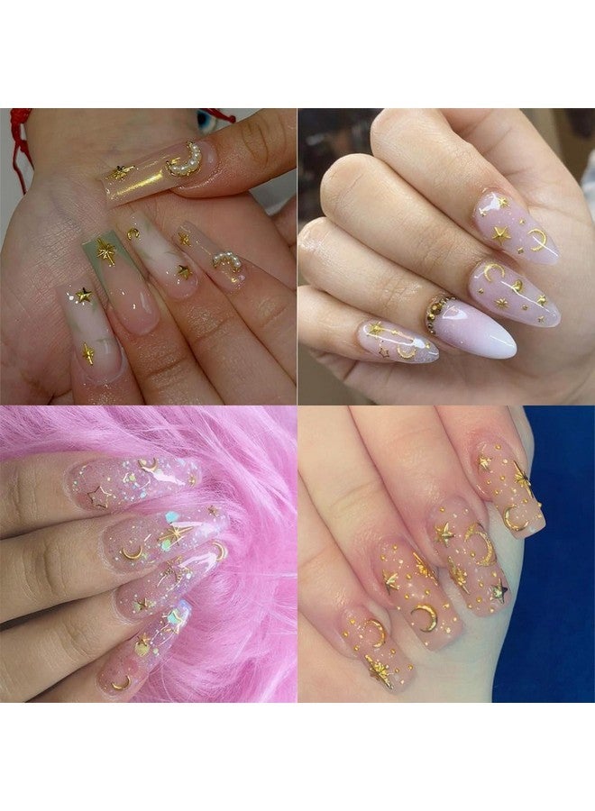 KRTBKR 400Pcs Star Nail Charms For Nails Art 3D Gold Silver Star Nail Charms Metallic Studs Rhinestones Star Nail Jewelry Decorations Manicure Kit Nails Art Supplies Accessories For Women Girls Acrylic Nails - Image 3