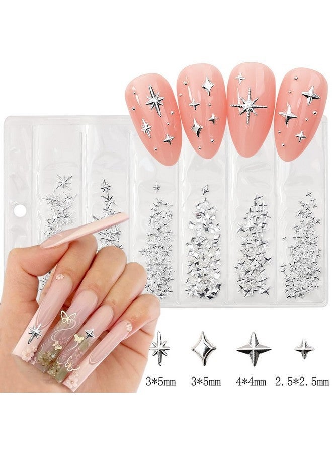 KRTBKR 400Pcs Star Nail Charms For Nails Art 3D Gold Silver Star Nail Charms Metallic Studs Rhinestones Star Nail Jewelry Decorations Manicure Kit Nails Art Supplies Accessories For Women Girls Acrylic Nails - Image 5