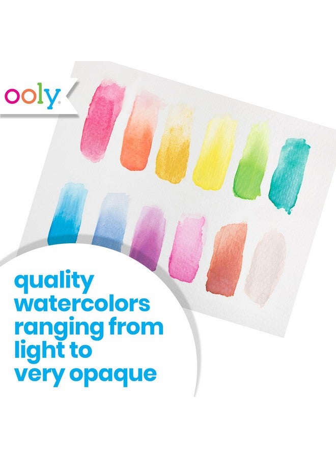 Ooly Chroma Blends Pearlescent Watercolor Set 12 Colors Watercolor Pack For Creative Kids And Adults Vibrant Colors In A Portable Case Art Supplies For Ages 6 And Up Brush Included - Image 3