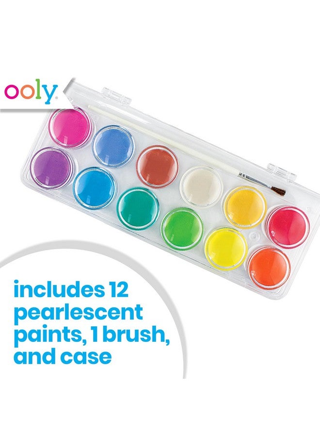 Ooly Chroma Blends Pearlescent Watercolor Set 12 Colors Watercolor Pack For Creative Kids And Adults Vibrant Colors In A Portable Case Art Supplies For Ages 6 And Up Brush Included - Image 2