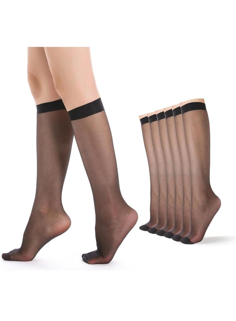 Be-Queen 6 Pairs Women's Knee High Sheer Socks 20D - Free Size - Lightweight Calf Length Stockings for Ladies - Image 1