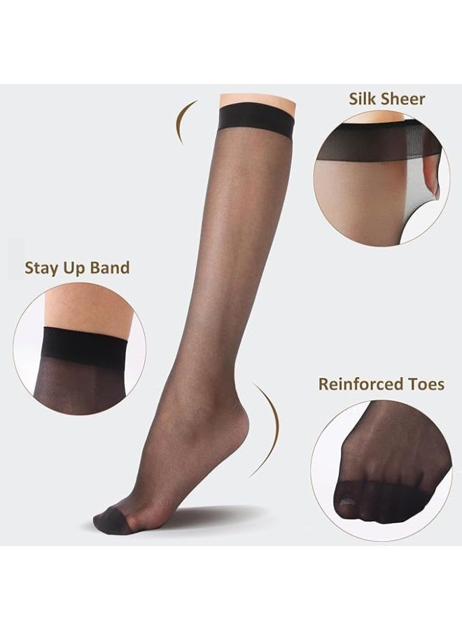 Be-Queen 6 Pairs Women's Knee High Sheer Socks 20D - Free Size - Lightweight Calf Length Stockings for Ladies - Image 2