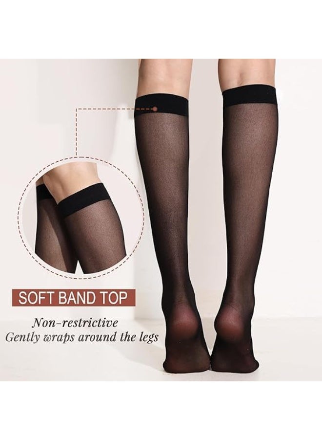 Be-Queen 6 Pairs Women's Knee High Sheer Socks 20D - Free Size - Lightweight Calf Length Stockings for Ladies - Image 3