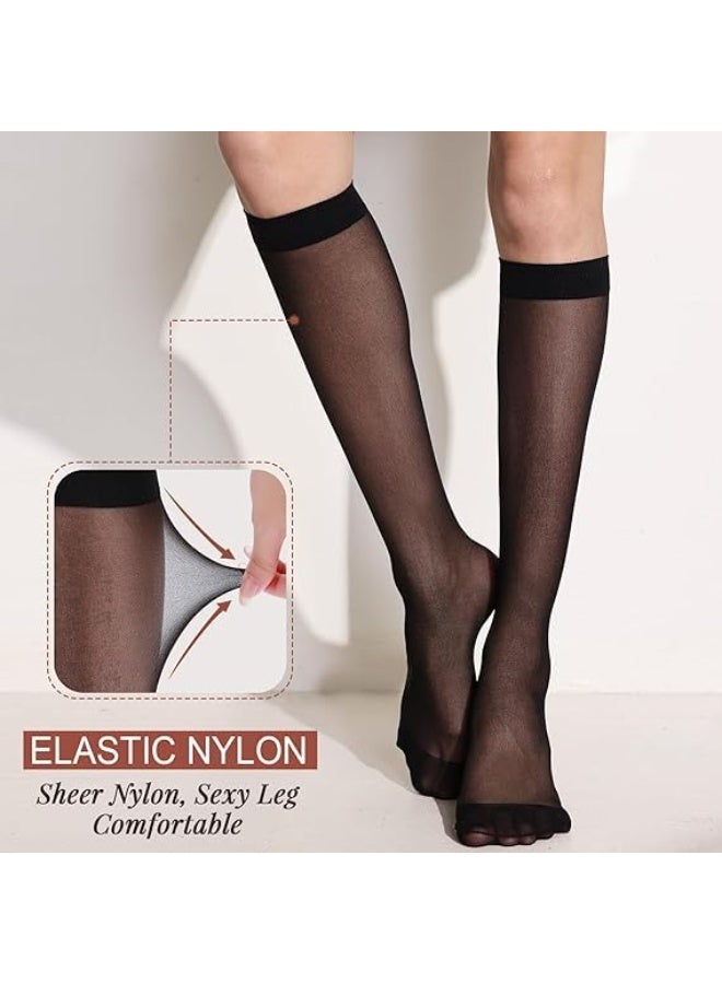 Be-Queen 6 Pairs Women's Knee High Sheer Socks 20D - Free Size - Lightweight Calf Length Stockings for Ladies - Image 4