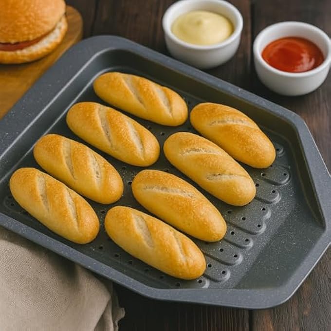 rayihni French Fries Pan 39X34X25Cm 04Mm Grey Marble With White  Black Dots  NonStick Oven Tray For Crispy Fries Roasting  Baking  Durable Carbon Steel Bakeware - Image 3