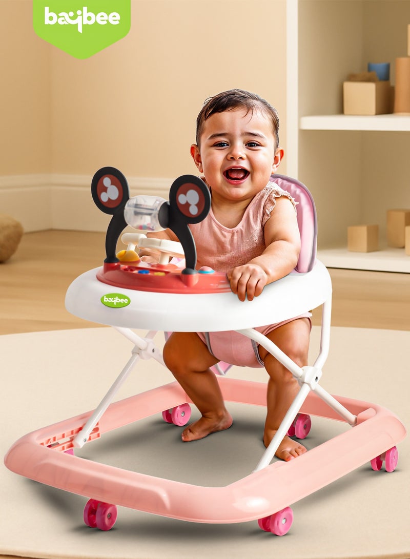 BAYBEE PIXORA Baby Walker for Kids, Foldable Kids Walker with 3 Position Adjustable Height & Musical Toy Bar Activity Walker for Toddlers, Kids Walker for Baby Boy Girl 6 to 18 Months Pink - Image 3