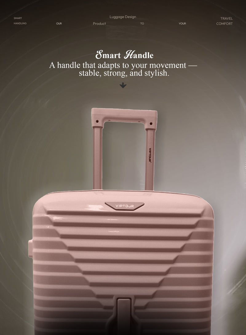 VIPTOUR Durable PP Luggage Set with Telescopic Handle, 4 Double Spinner Wheels & Secure Zipper Closure - Image 3