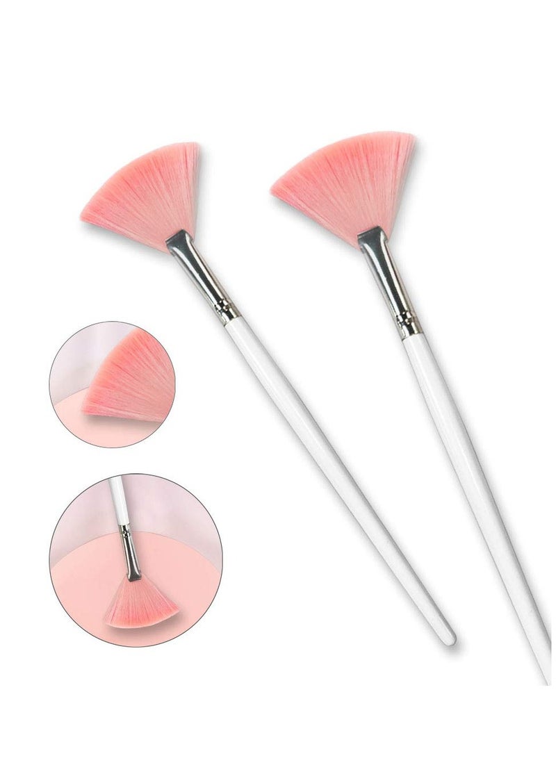 LOOKSEVEN 4 Pack Fan Brushes Fan Mask Brush Set, Facial Mask Brush Mask Applicator Brush for Peel Mask Makeup Tool (4 Colors) - Image 2