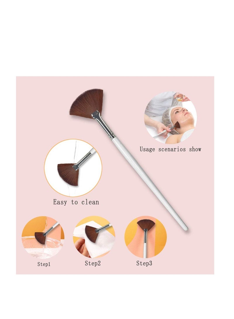 LOOKSEVEN 4 Pack Fan Brushes Fan Mask Brush Set, Facial Mask Brush Mask Applicator Brush for Peel Mask Makeup Tool (4 Colors) - Image 3