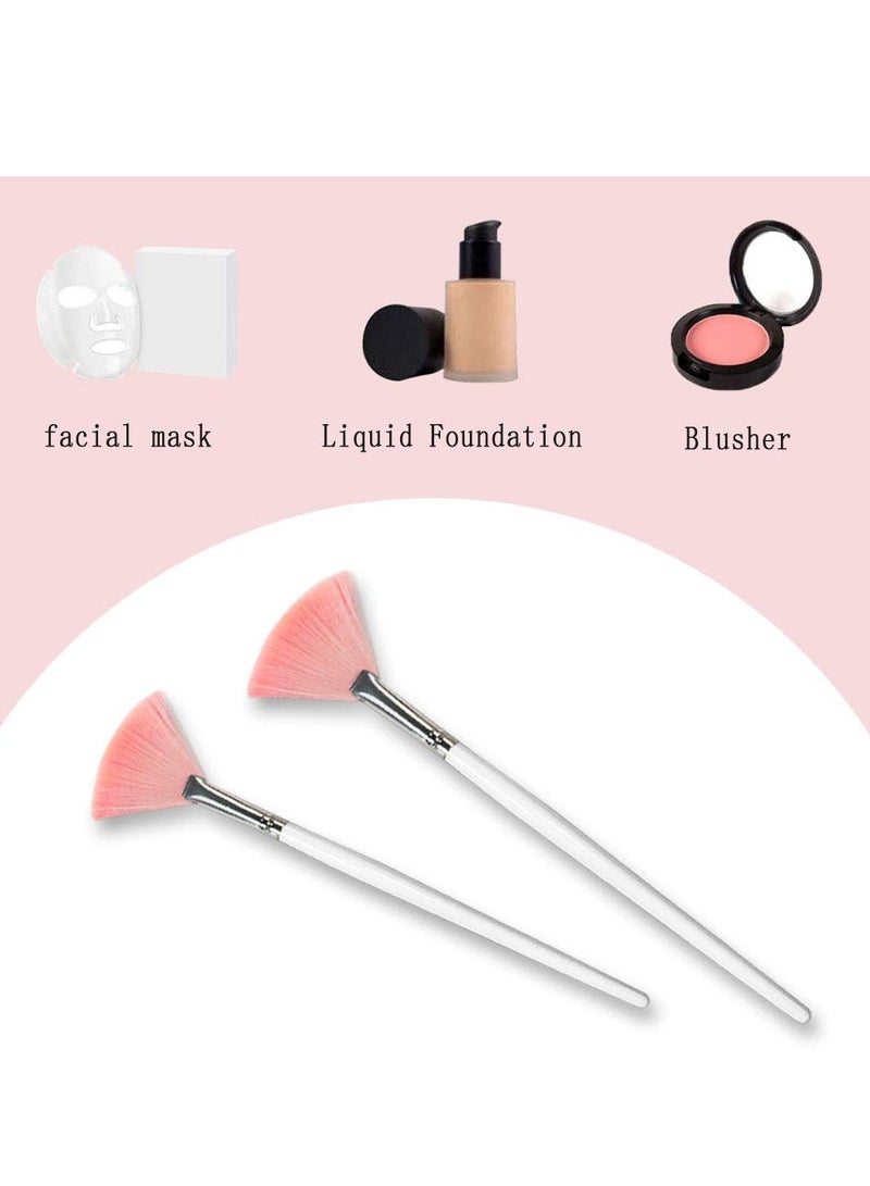 LOOKSEVEN 4 Pack Fan Brushes Fan Mask Brush Set, Facial Mask Brush Mask Applicator Brush for Peel Mask Makeup Tool (4 Colors) - Image 4