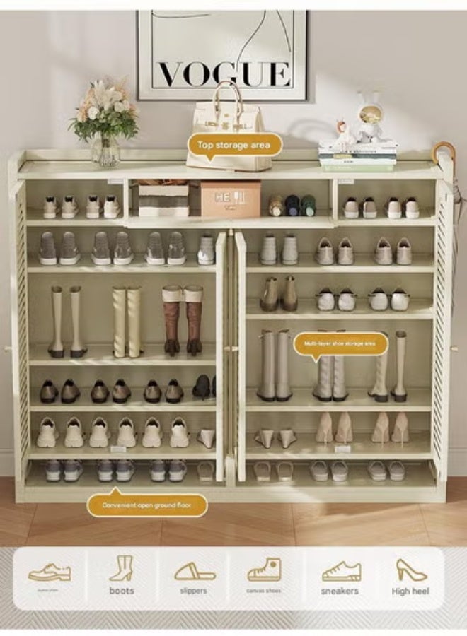 كيكي خزانة أحذية مدخل باللون الأبيض الحليبي بأربعة أبواب وثماني طبقات مع درج 110*32*117 سم - Image 3