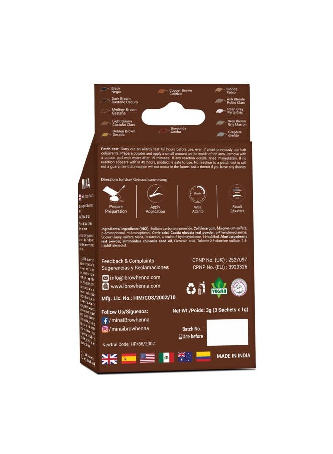 MinaiBrow Tint Kit Medium Brown | Natural Spot Coloring Brow Tinting Powder with Rose water & Duo Angled Brush|Smudge Proof Instant Brow Dye Kit, 100% Gray Coverage- Upto 30 Applications - Image 2