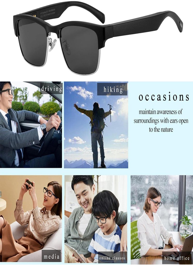 GGOOT - Smart Audio Glasses, Bluetooth Glasses, Wireless Polarized Sunglasses with Open Ear Headphone Speaker, Music Playback, Voice Control and Hands-Free Function for Men and Women - Image 1