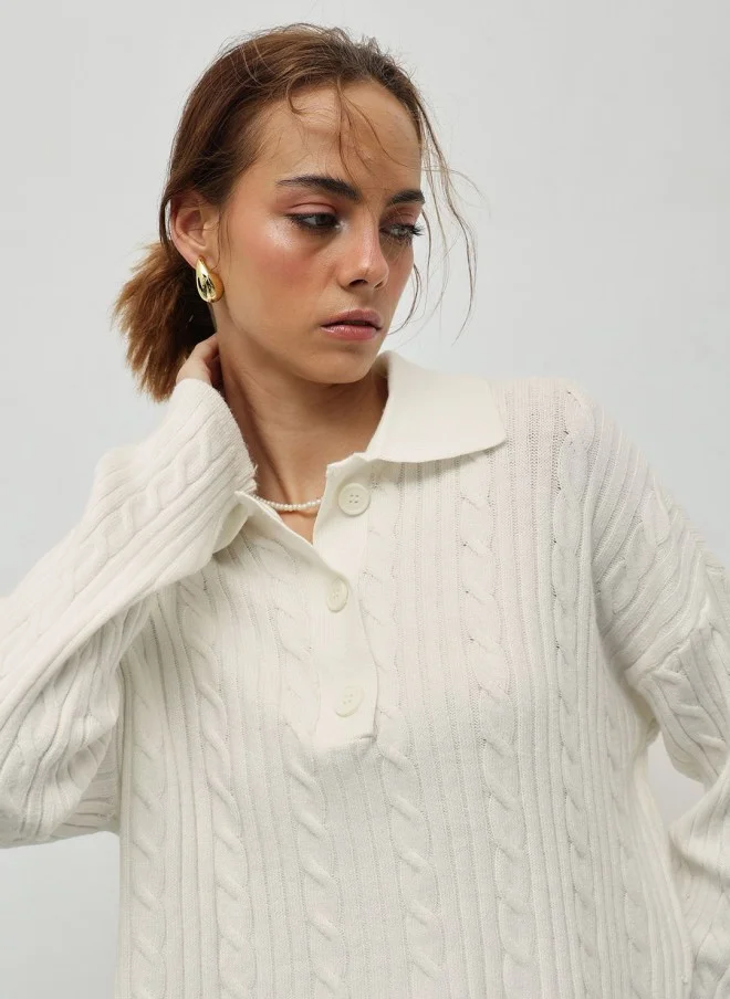 STREET 9 Cream Cable Knit Pullover for Women
