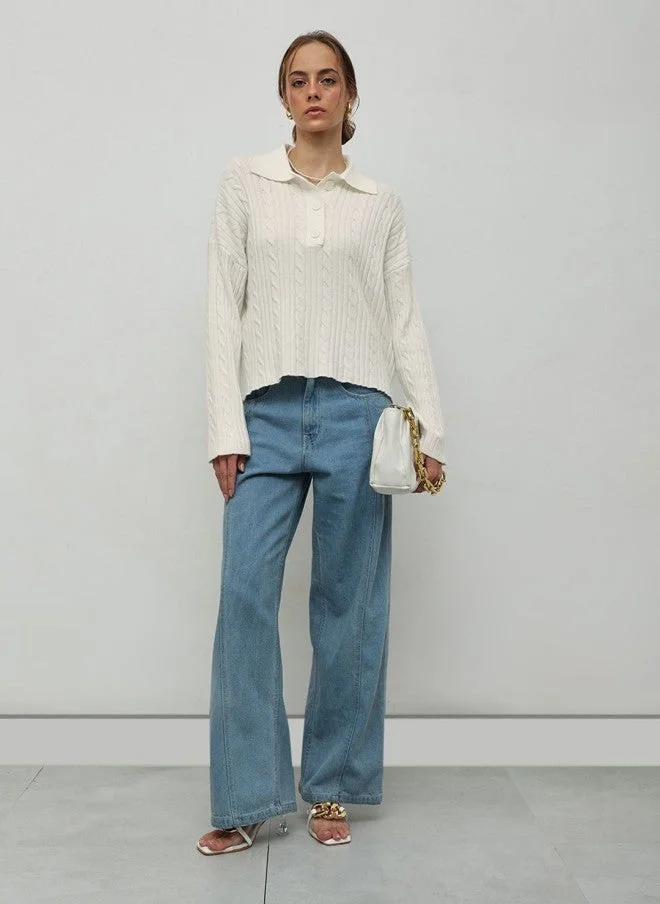 STREET 9  Cream Cable Knit Pullover for Women for Women | Best Price UAE