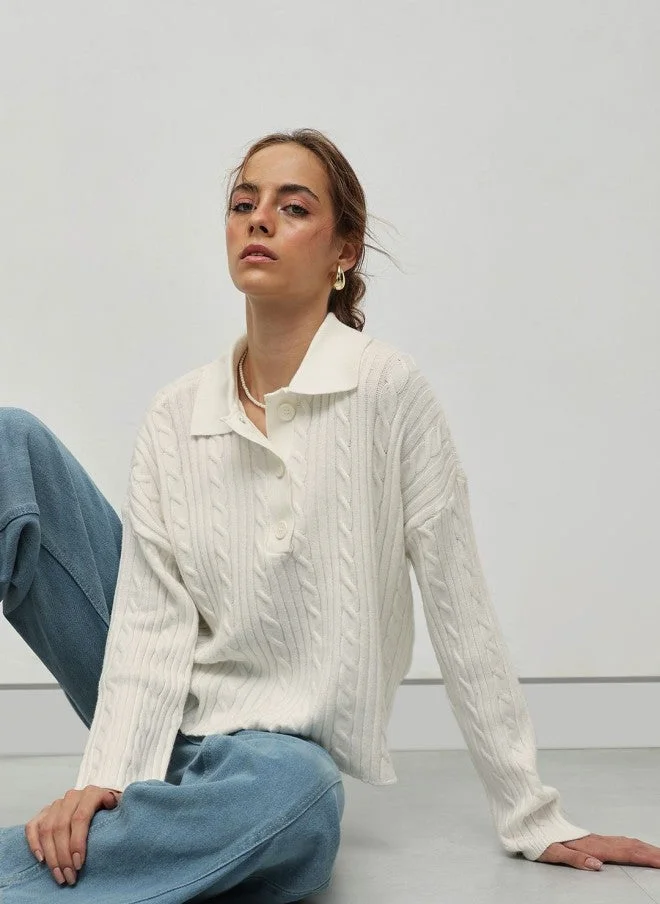STREET 9  Cream Cable Knit Pullover for Women for Women | Best Price UAE