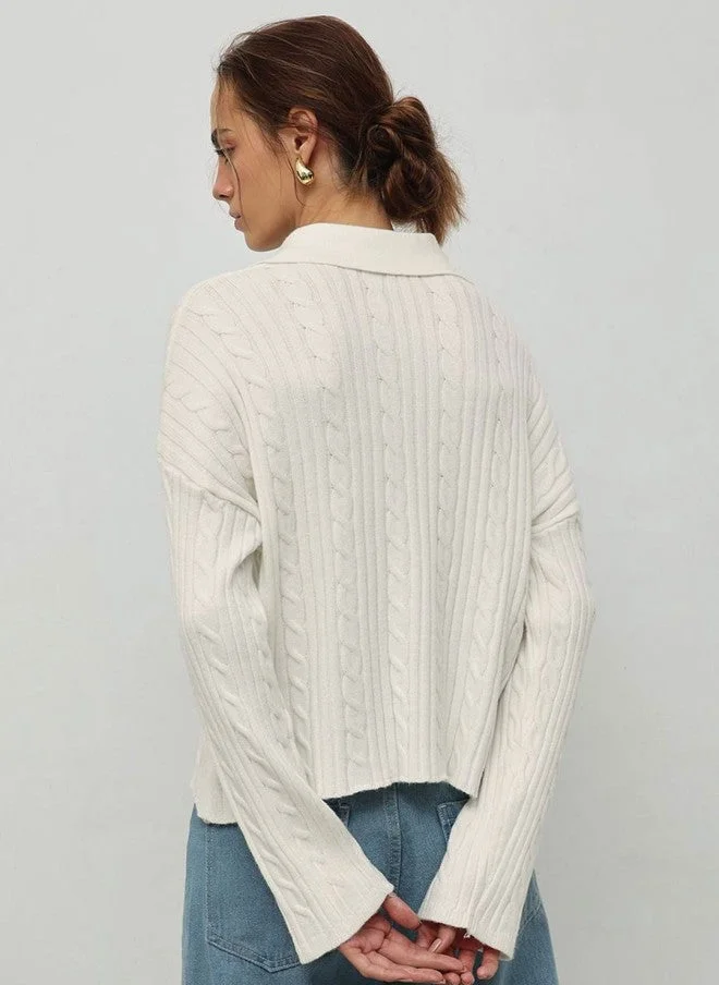 STREET 9  Cream Cable Knit Pullover for Women for Women | Best Price UAE