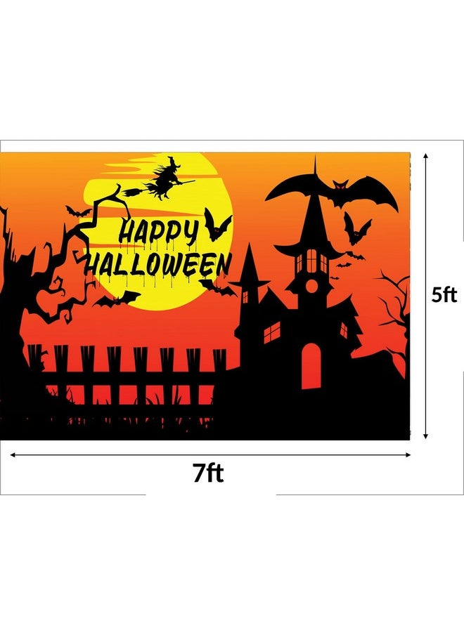 Theme My Party - Theme My Party Halloween Party Supplies, Halloween Party Backdrop Banner for Decoration Party (7FT X 5FT) - Image 1