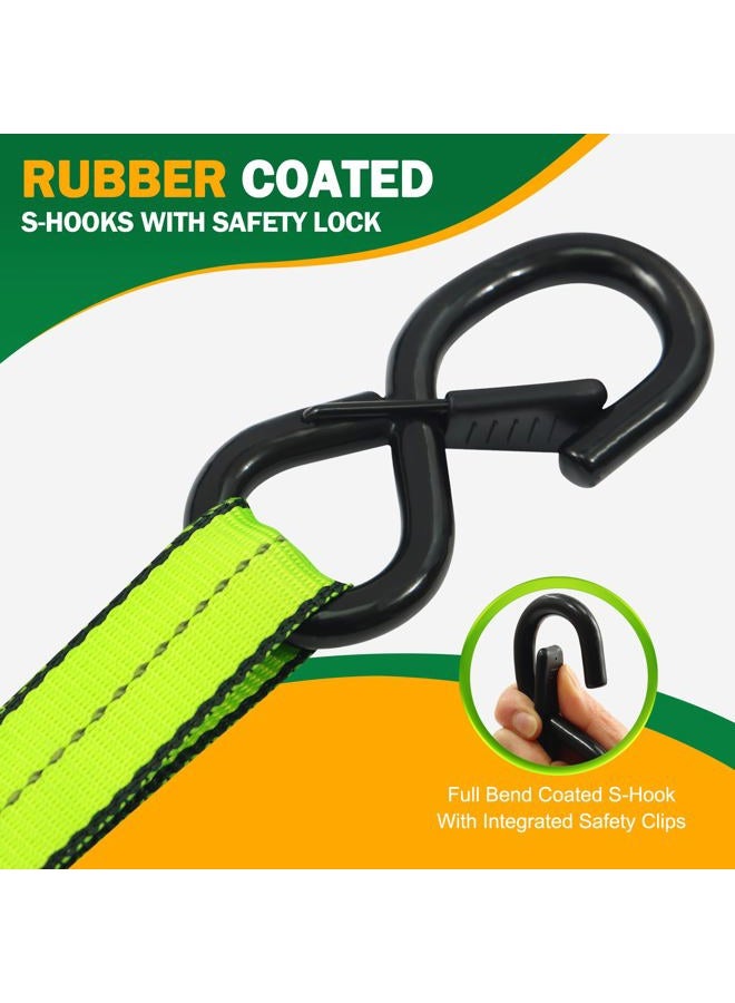 STARLEAPARTS Retractable Ratchet Straps 4 Pack - 2100lb Guaranteed Break Strength - Perfect Tie Down Straps with Coated S Hooks - Ratchet Straps Heavy Duty for Motorcycle, Trucks, Cargo Moving - Image 3